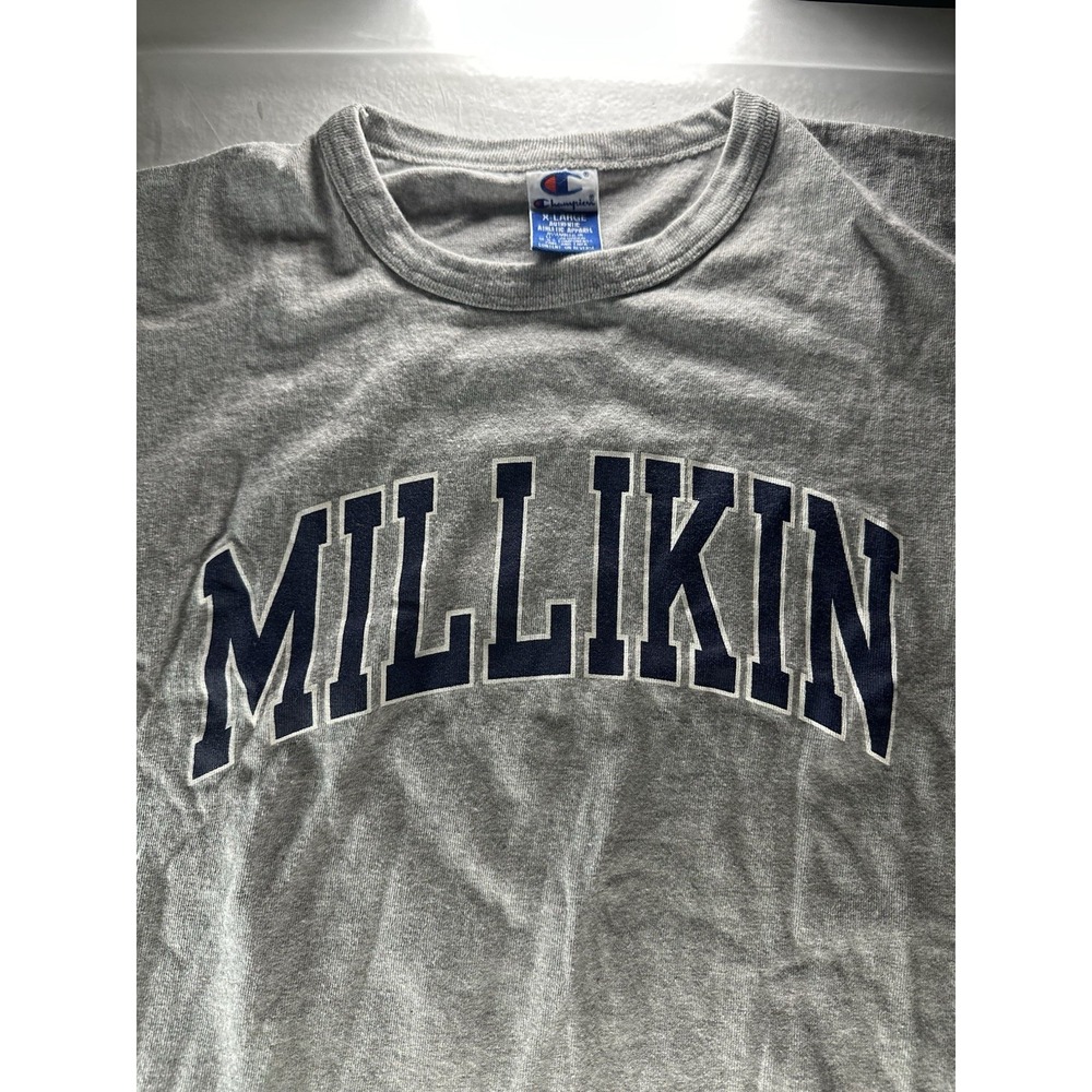 VTG Champion Millikin University T Shirt Mens XL Gray Spell Out College Athletic - Picture 5 of 11